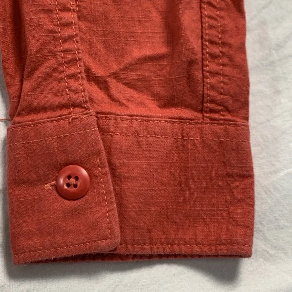 The North Face Men's Size M Orange  Long Sleeve Button Up Camp Shirt Heavyweight